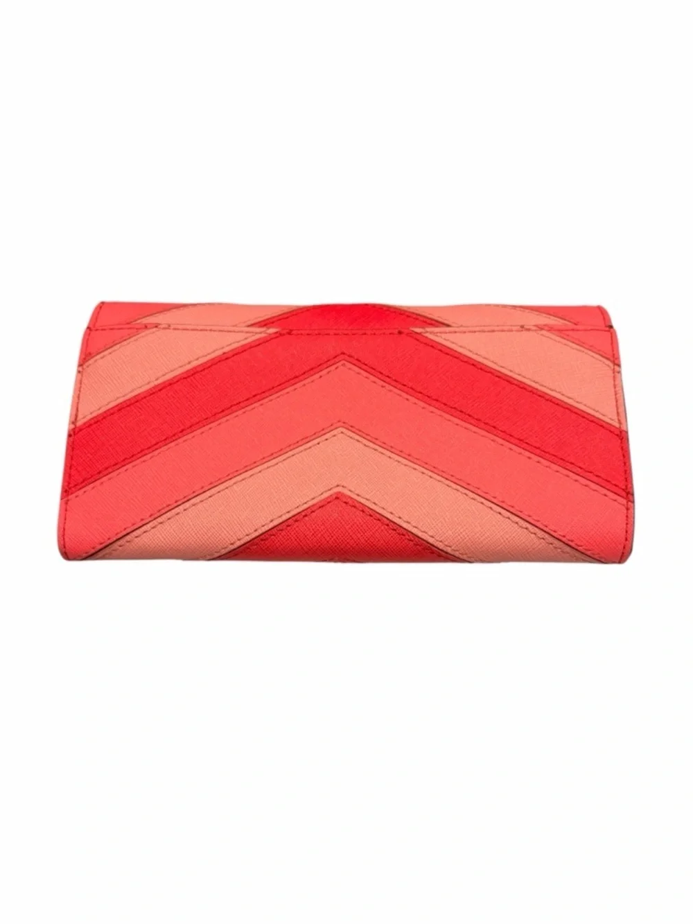 Michael Kors Coral & Red Chevron Leather Wallet Excellent